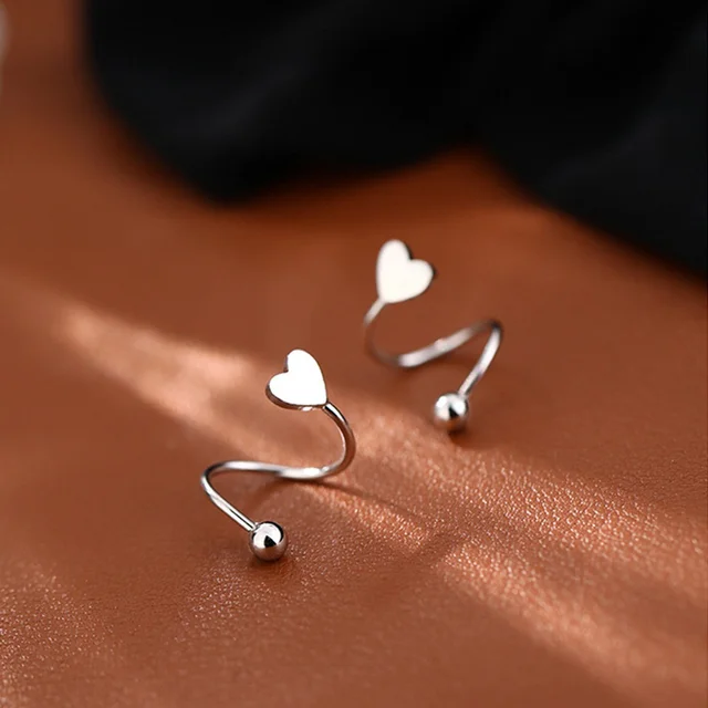 2pcs Stainless Steel Spiral Twisted Lip Ring Tongue Piercing Heart Star Ear Cartilage Helix Piercing Stud Earring Jewelry Gifts 3