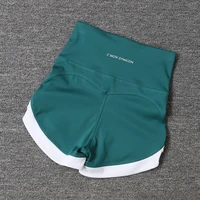 2024 New Color Contrast High Waist Sports Shorts Tight Elastic Peach Hip Training Fitness Yoga Hot Pants