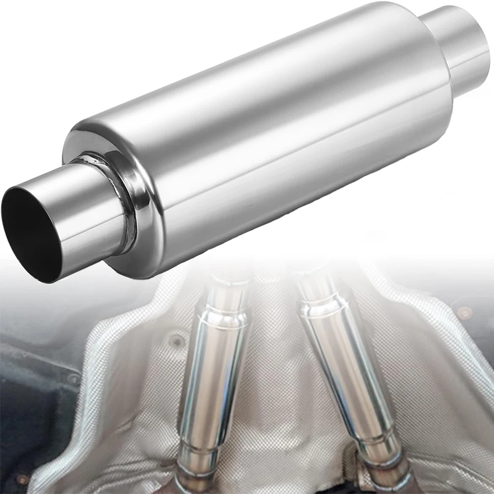 Universal 3"/2.5" /2"/2.25" Exhaust Muffler Pipe Resonator Car Tube Spiral Silencer Deep Sound 13.8" Length Stainless Resonato exhaust muffler tip,exhaust pipe muffler,exhaust trim pipe