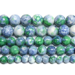 Vibrant Natural Orange and Black Stone Beads - Round & Colorful Strand - 8mm 45 to 48pcs (Lt Blue)