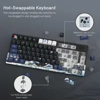 Wired Mechanical Gaming Keyboard with OLED Display Full Key Hot-Swappable Pudding RGB Backlit Keyboard for PC Computer Laptop 2