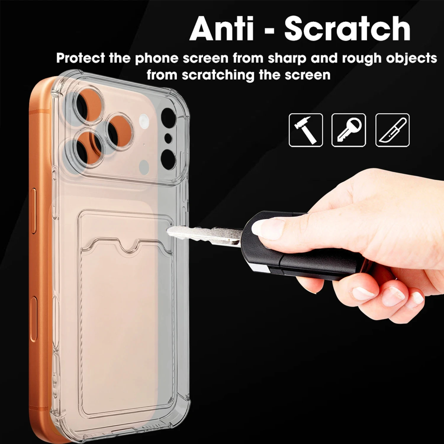 Card Slot Holder Pocket Case For iPhone 17 Pro Max 17Air Shockproof Clear Cover For iPhone17 17PM 17Pro PhotoCard Storage Sleeve