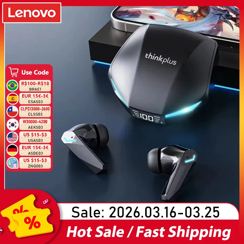 Nouveau Lenovo XT53 mise à niveau sans fil Bluetooth 5.4 écouteurs LED affichage numérique casque étanche faible latence écouteurs de jeu
