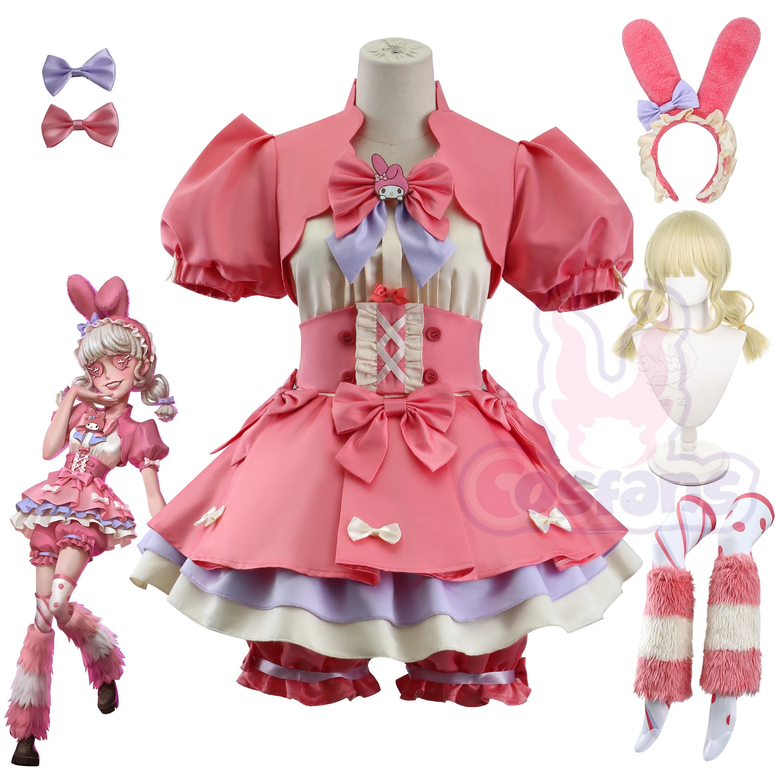 

Anime Lily Barrier Cosplay Game Identity V Cheerleader Cosplay Costume Party Uniform Pink Dress Carnival Anime Role Play Suits
