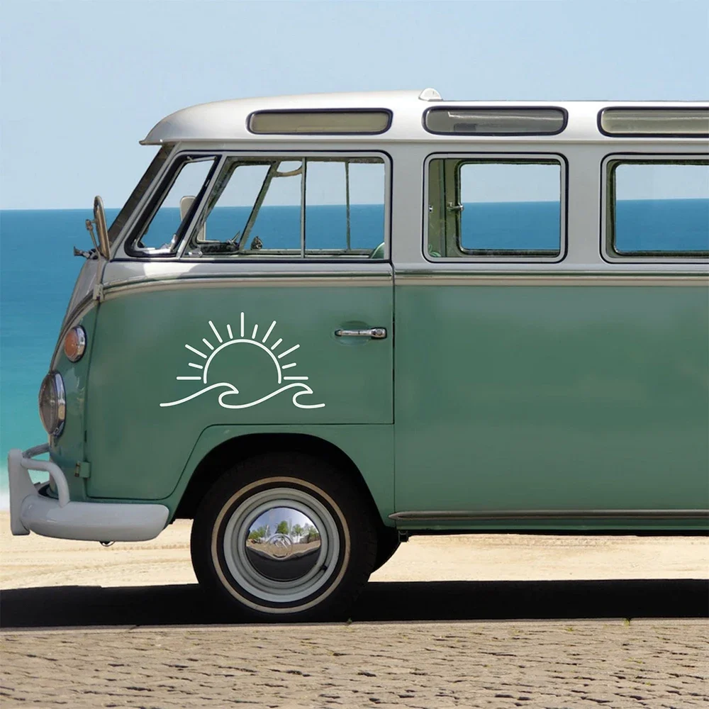 

15cm Sun and Wave Design Camper Vans Decor Waterproof and Sunscreen Vinyl Decals Windows Bumper Car Stickers