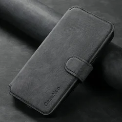 Luxurious Leather Flip Case with 2-in-1 Detachable RFID Protection and Magsafe Compatibility for Honor 200 Lite (Black)