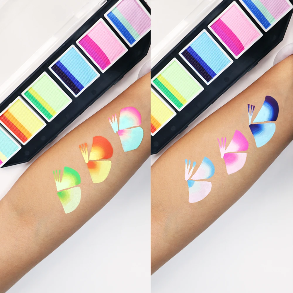 Bowitzki Professional Face Paint  Body Paint for Kids Adults 6x10gm One Stroke Split Cake Rainbow Halloween Hypoallergenicity 2