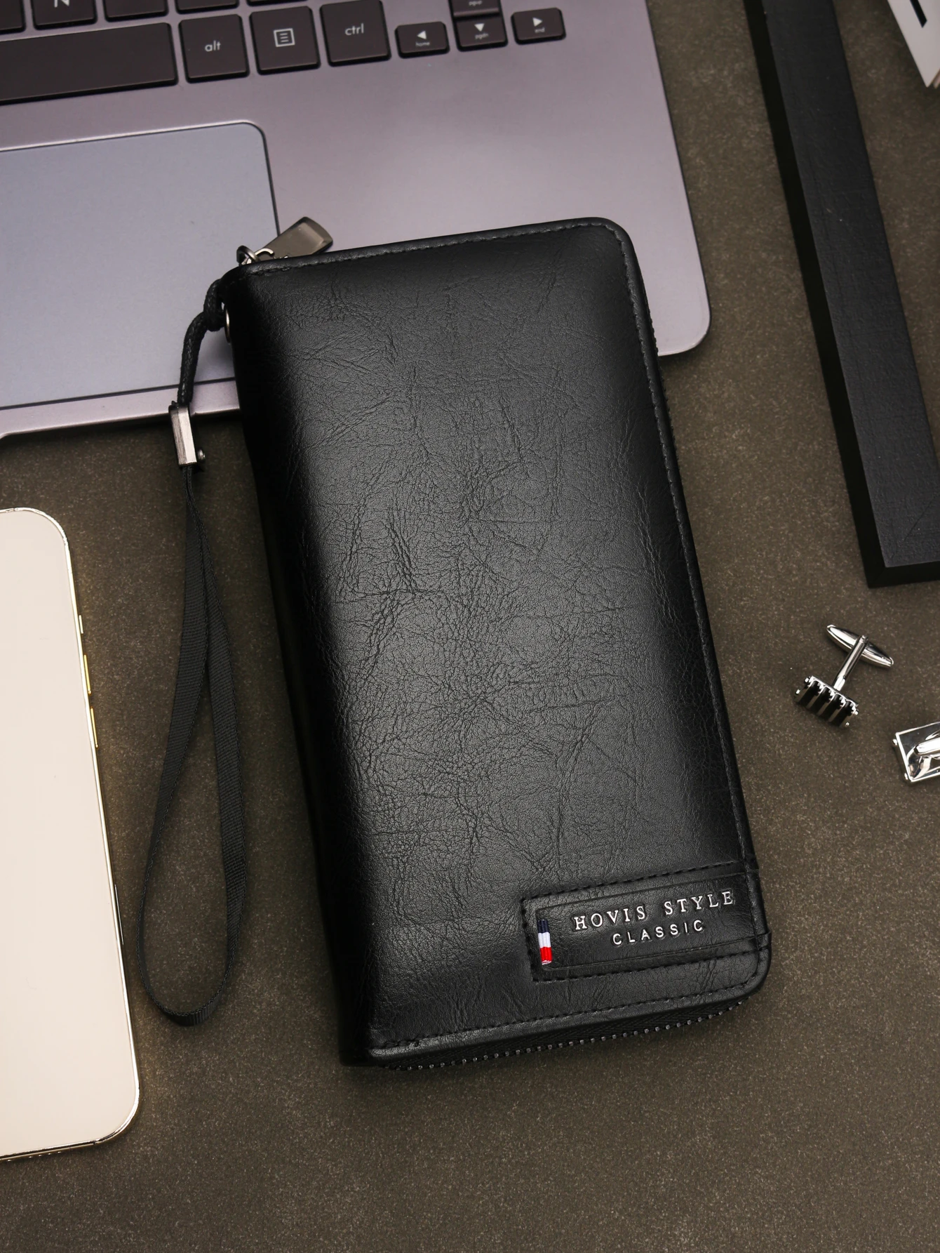 Business Wallet Men's Elegant Simple Long Clutch Bag Retro Multi-Card Slot Zipper Wallet