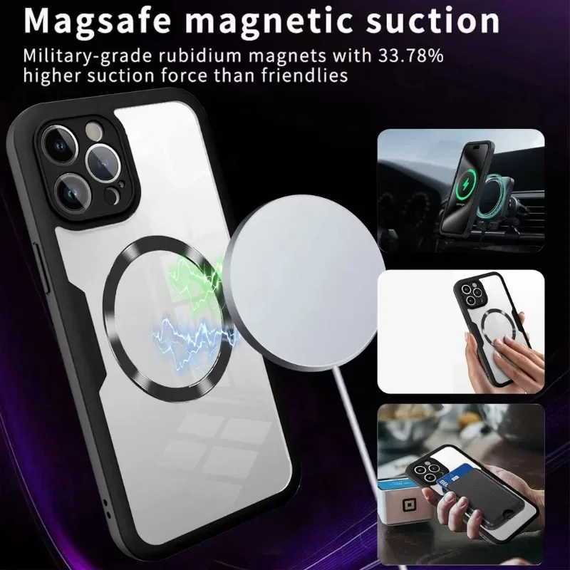 Magnetic 360° Full Body Clear Shockproof Case with Silicone Bumper