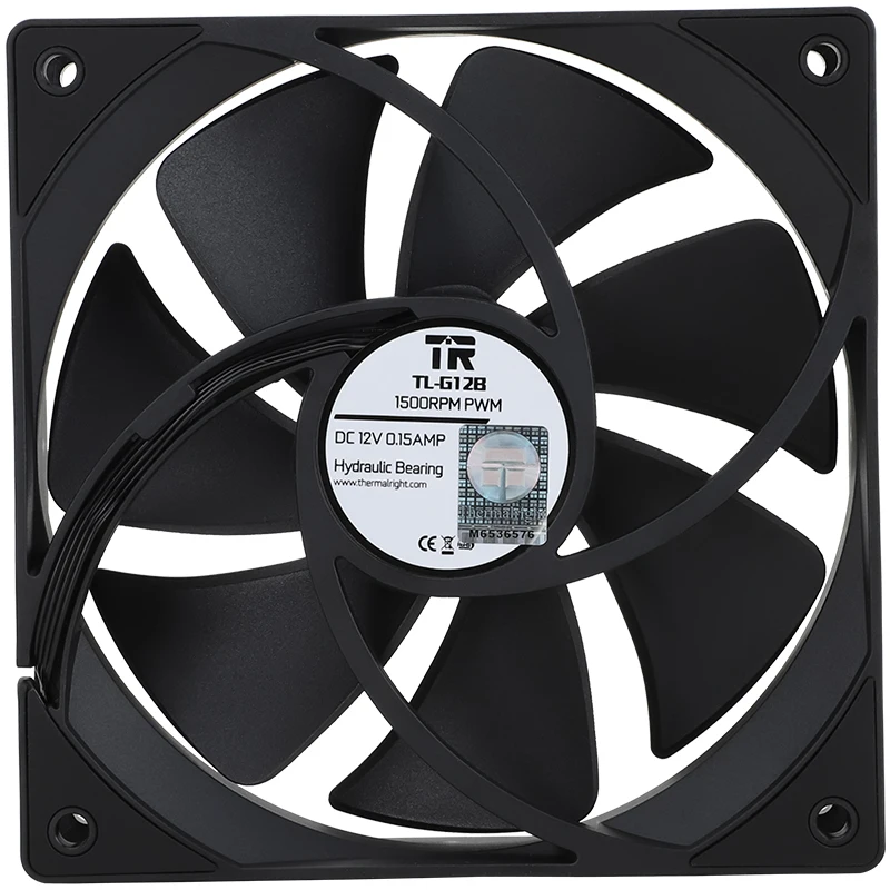 THERMALRIGHT TL-G12B Black Chassis Fan, 120mm 4 Pin PWM Hydraulic Bearing 1500RPM - Image 3