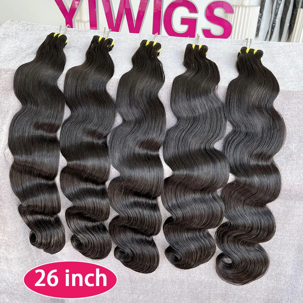 15A Double Drawn Body Wave 100% Human Hair Bundles 1B Natural Black Raw Virgin Human Hair Extensions Weaving For woman 5