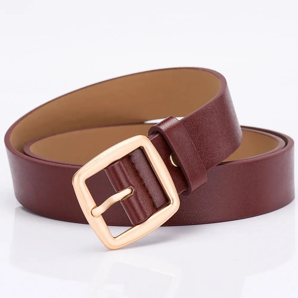 Women's Belt Soft PU Leather Belt Square Pin Buckle Jeans Belt Korean Version Chic Luxury Brand Ladies Vintage Female Waistband