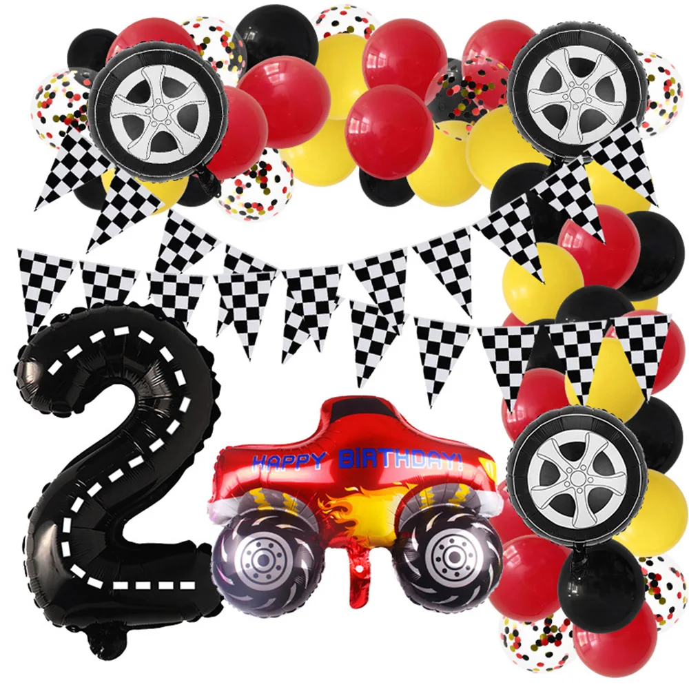 

29 Race Car Birthday Foil Balloons 40inch Racetrack Number1. 2.3.4. Checkered 2nd Two Fast Birthday Decorations Vintage Car