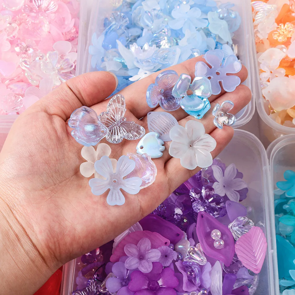 20g/100g Acryl Blume Kirschblüte Perlen Schmuck Machen Niedlich für Armbänder Machen Ästhetische Perlen Charms DIY Halskette Geschenke – Detail 6