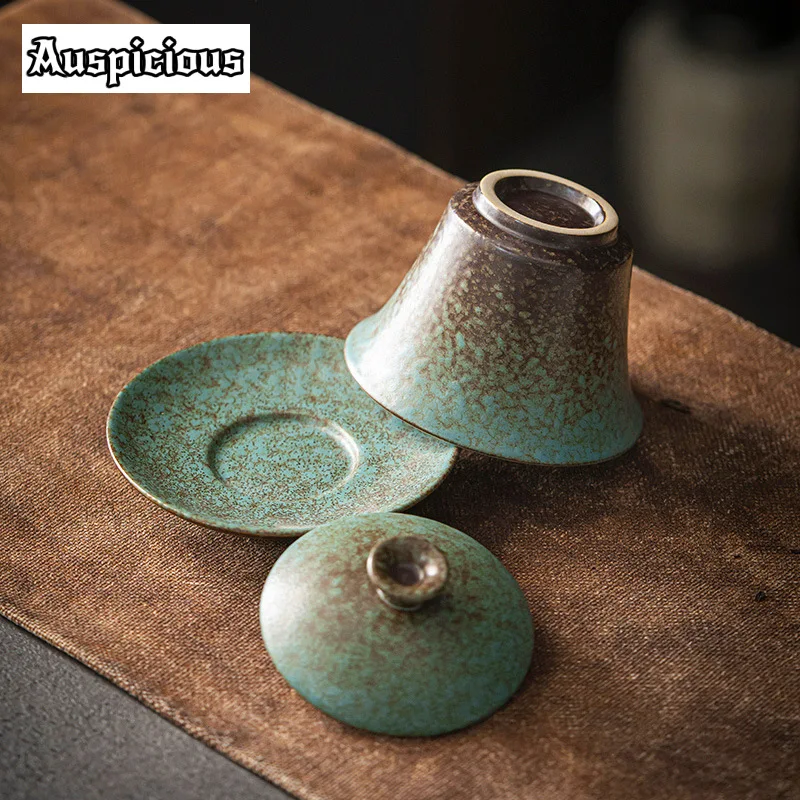 201ml Kiln Fambe Gaiwan Zen Sopera Ceramic Soupers with Lids Tea Tureen Household Tea Maker Cover Bowl Chinese Set Craft