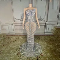 Charming Bright Crystal Dress Sexy Luxury Beaded Rhinestone Tulle Evening Dress Prom Party Dress Noble Wedding Wedding Dress 2