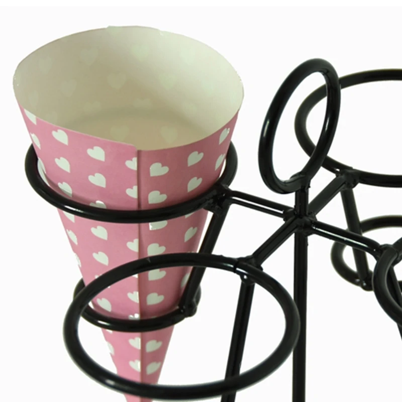 Ice Cream Cone Holder Black Iron Ice Cream Holder Cupcake Cones Stand Rack Display Snow Cones Sushi Hand Rolls Popcorn