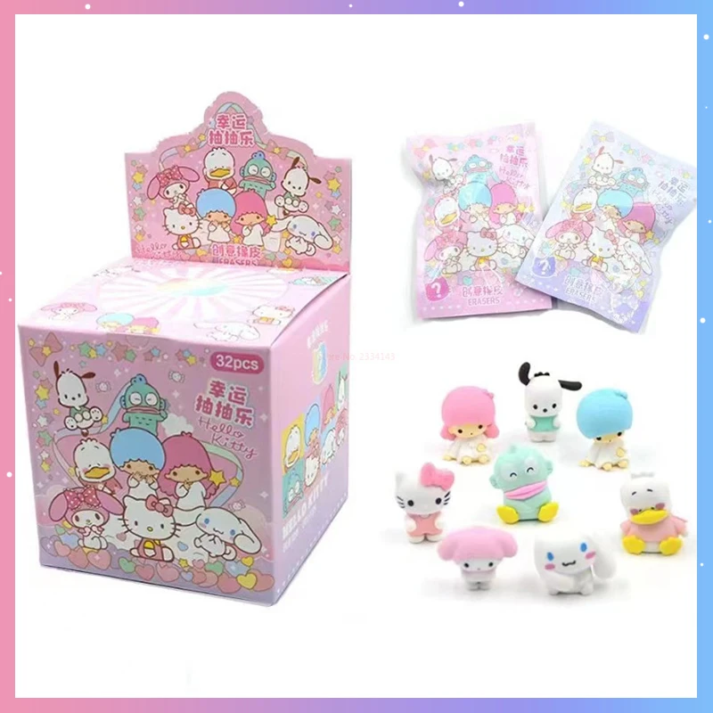

32pcs/Set Anime Sanrio Figure Eraser Kawaii Diy Cartoon Pencil Eraser Student Articles School Office Stationery Supplies Reward