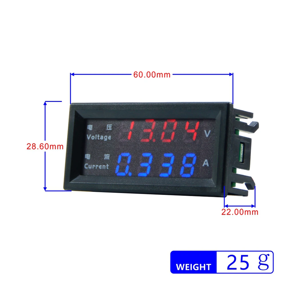 M4430 Voltmetro Amperometro Digitale DC 0.28'' LED Rosso - Misuratore Tensione Corrente