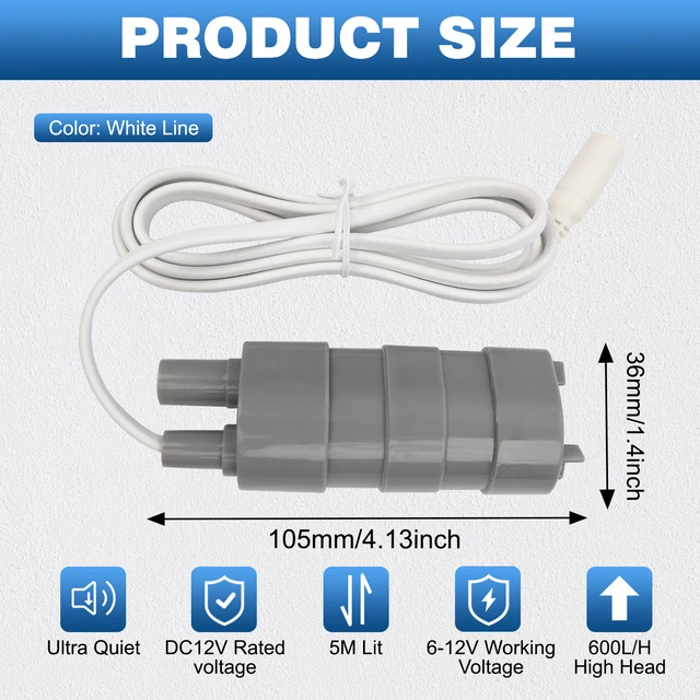 Pompa Acqua Per WC Thetford C250 C260 - Ricambio 12V, Portata 10L/min, Con Cavo 35cm - Foto 9