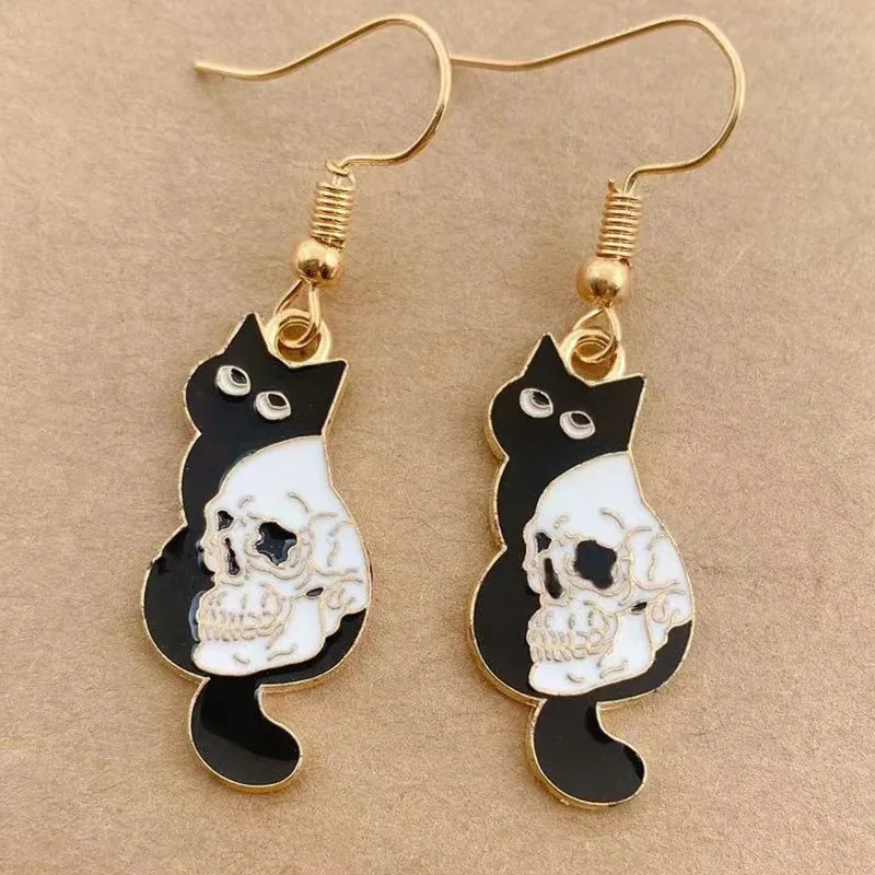 Earrings for Women Girls Drop Dangle Teens Charm Party Halloween Skull Cross Horror Skeleton Death Bat dangle earrings drop earrings cross earrings