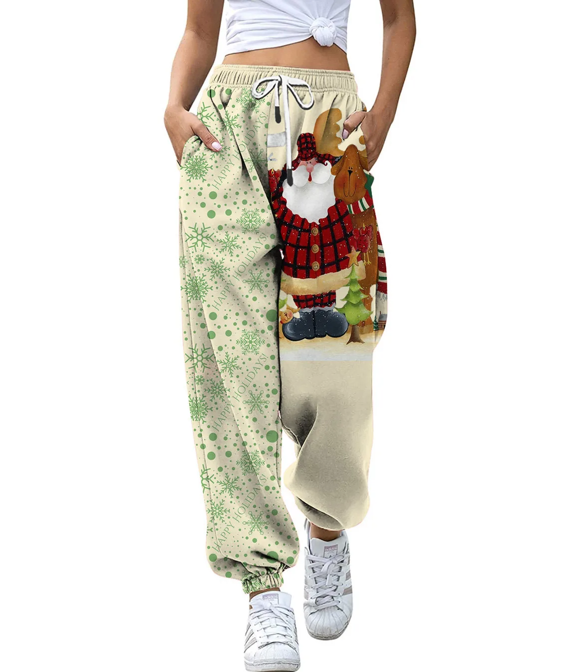 

2022 Autumn New Cross border European and American Christmas Theme Printed Sweatpants Women's Loose Tunic Women's Casual Pants