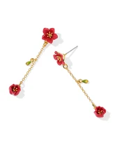  JUICY GRAPE Original Design Minimalist Begonia Flower Earrings for Women French Ear Clips Long Ear Studs Wedding Party Gift 