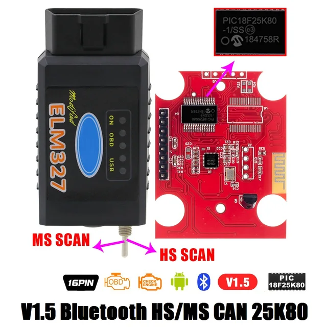 Super Mini ELM327 1.5 OBD2 Bluetooth Android ELM 327 V1.5 PIC18F25K80 ELM327 with Button OBD2 Scanner ELM327 Forscan USB/WIFI 2
