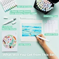 Ohuhu Honolulu, новый 48, набор маркеров пастельных цветов, спиртовые художественные маркеры, цветущие двойные кончики, эскизы, рисунок, школьные художественные принадлежности — изображение 4