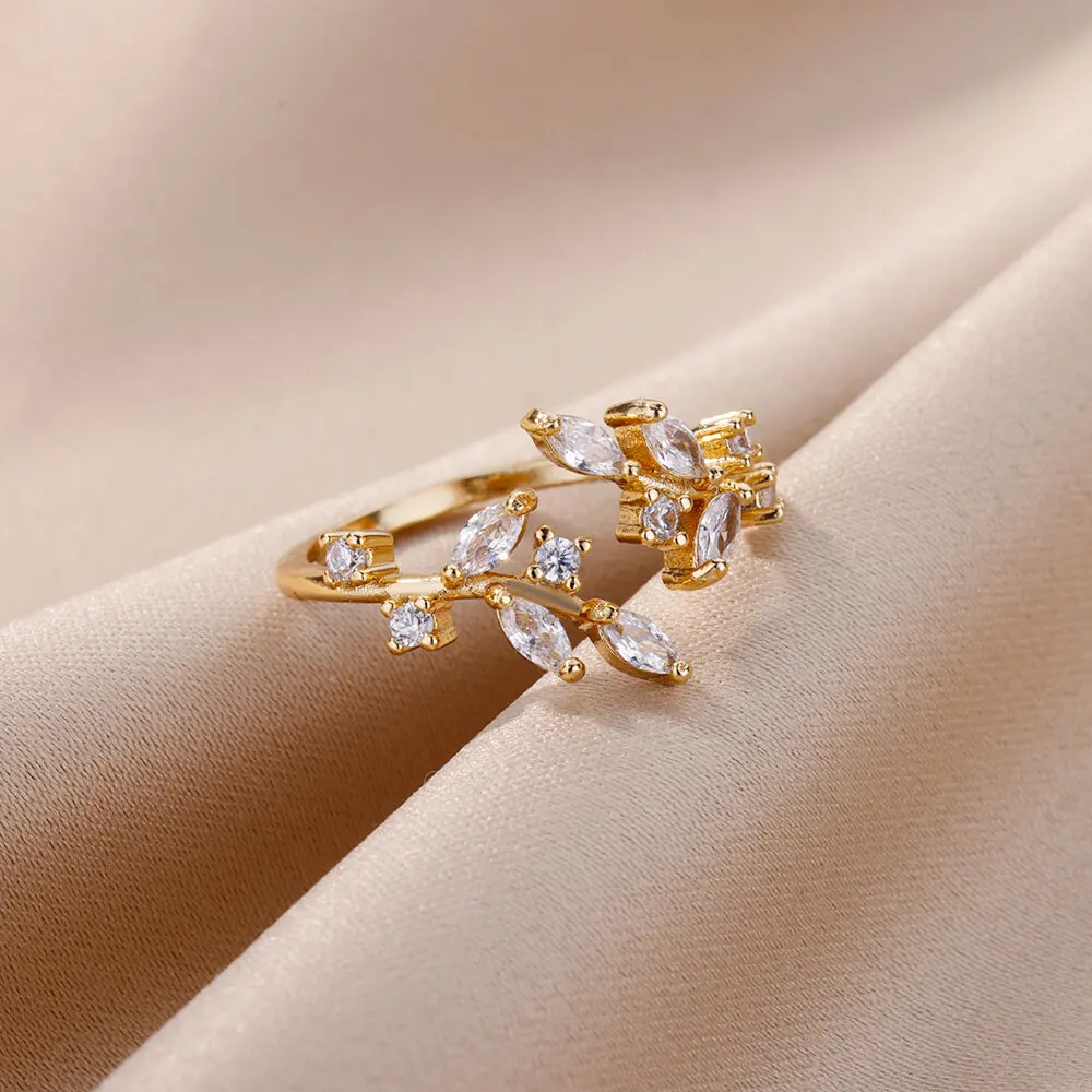 Luxury Gemstone Flower Stainless Steel Rings Zircon Adjustable Ring Women Wedding Anti Fading Jewelry Vacation Accessories Gift wedding rings,womens ring,cubic zircon ring,finger rings,jewelry rings,ring jewelry