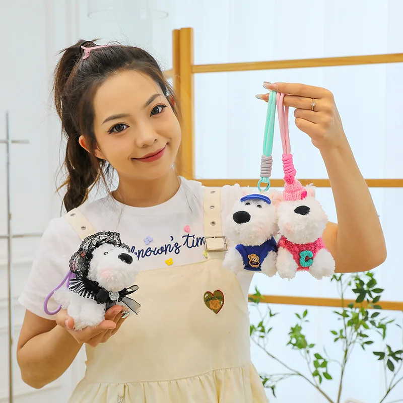 Creative Puppy Keychain Cute Small Dog Doll Plush Keychain For Bag Pendant Furry Puppy Stuffed Keys Accessories Toy Doll 4