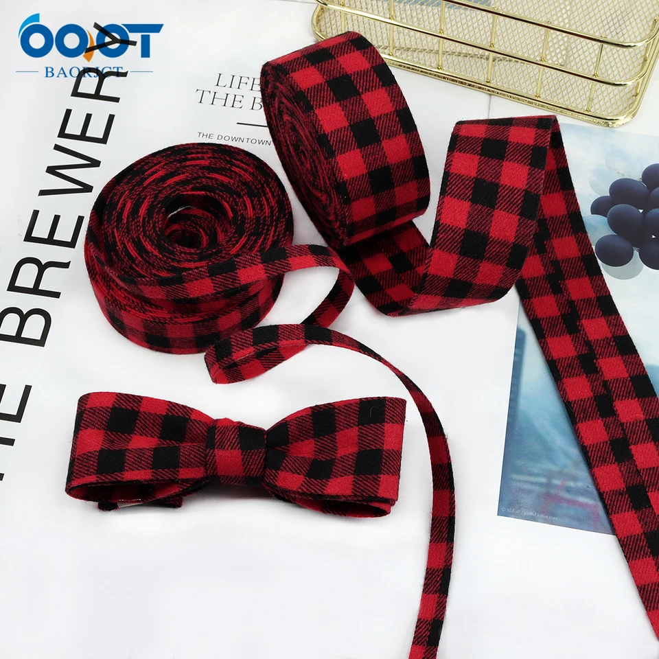 Double-Sided Lattice Thicken Cloth Ribbon 5Yards 221206-1 38MM DIY