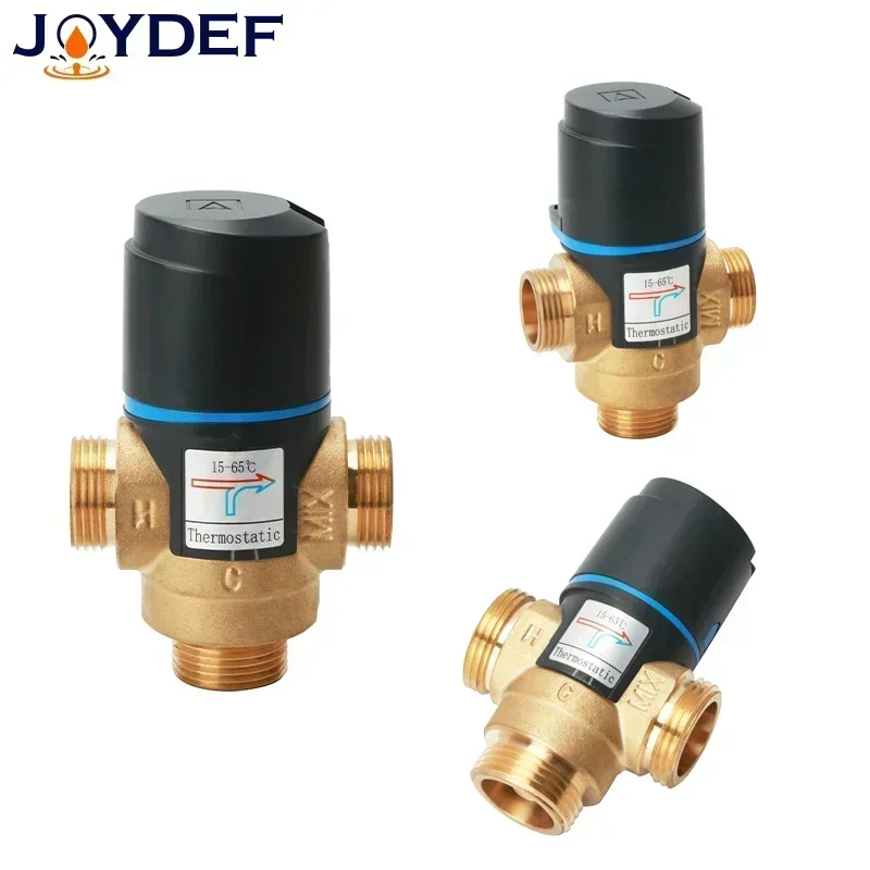 3 Way Thermostatic Mixer Valve DN15/20/25 Male Thread Brass For Solar Water Heater Bathroom Accessory thermostatic mixing valve