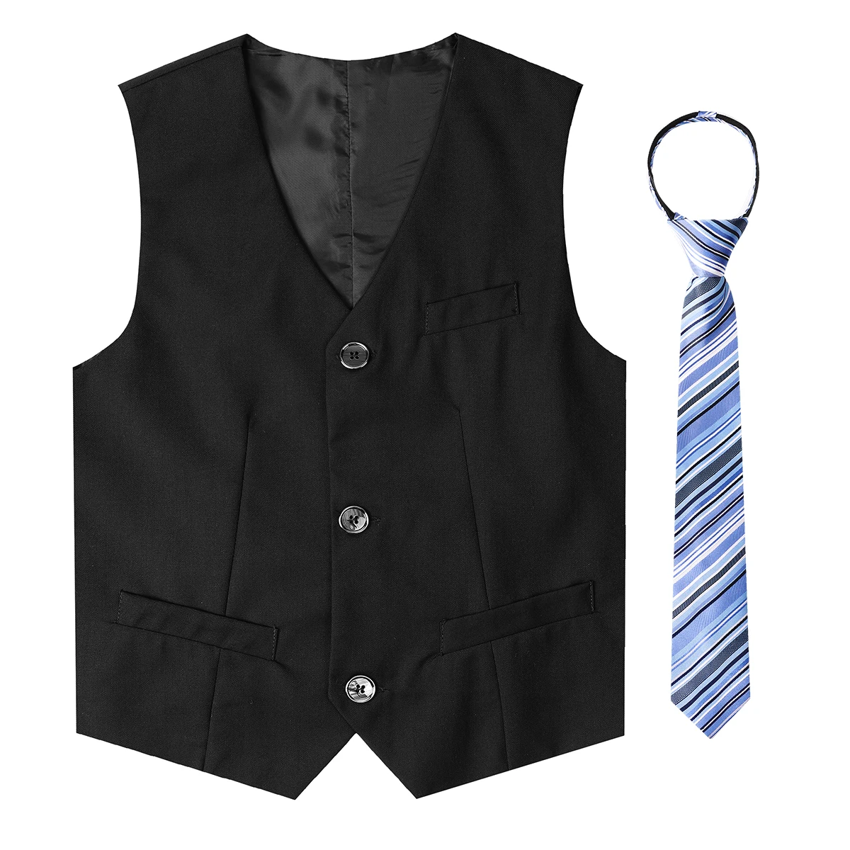 Kids Navy Dress Suit - Black Vest Boys Formal Blazer Toddler Wedding & Party Outfit