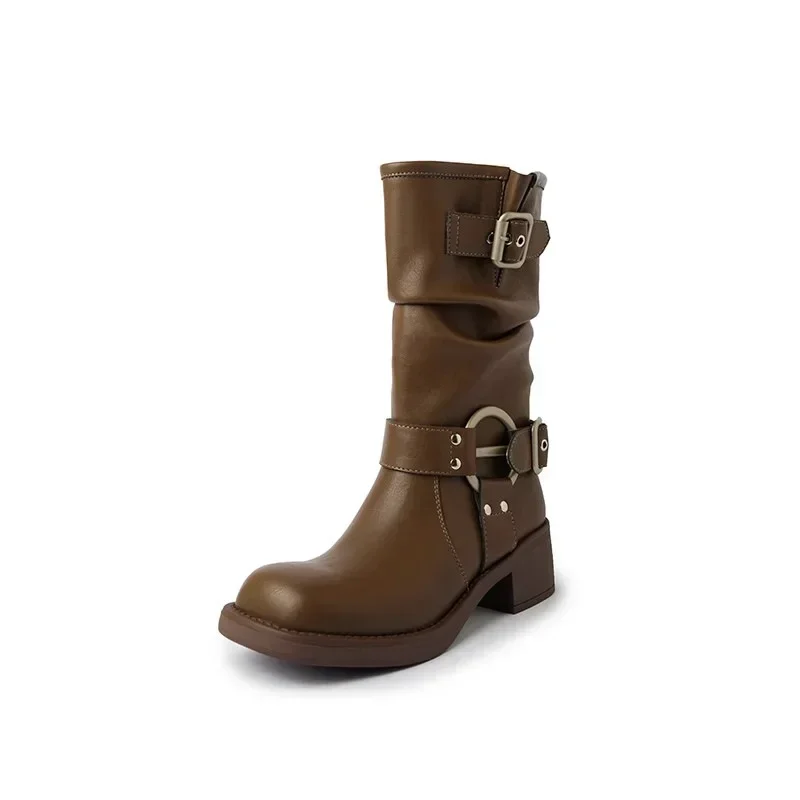 Winter-Cowboystiefel für Damen, modisch, zum Hineinschlüpfen