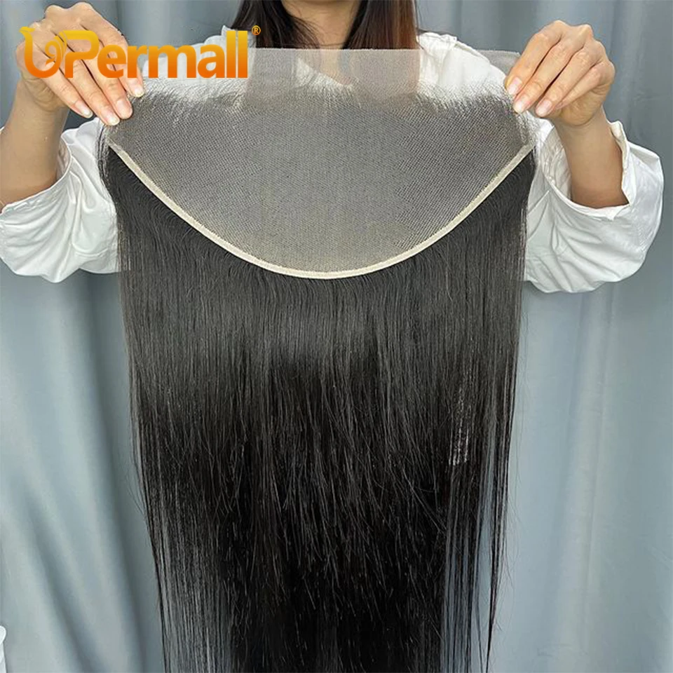 Upermall 26 28 Inch 13x4 13x6 Full Lace Frontal Straight Pre Plucked HD Transparent Body Only Natural Black Remy Human Hair human hair frontal human hair lace product
