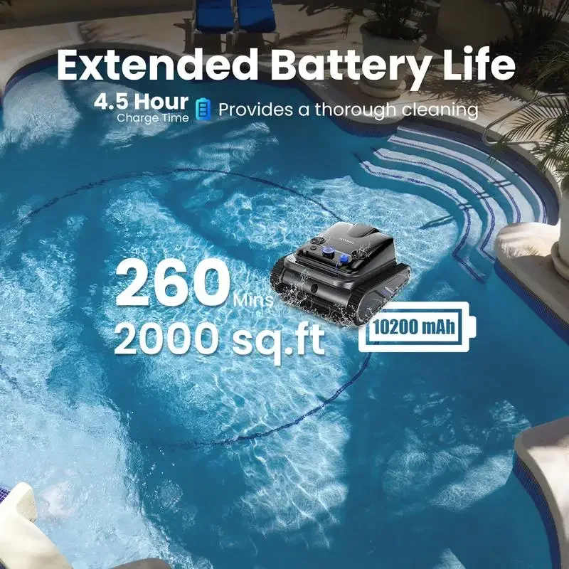 TASVAC Y50 Cordless Robotic Pool Cleaner, Waterline Cleaning, Climbing Walls, Automatic Pool Vacuum 260-Minute Battery Life 3