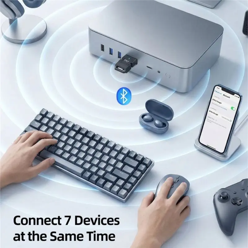 AAAEL-미니 스테레오 오디오 수신기 송신기 2 in 1 블루투스 6.0 어댑터 USB/타입 C 무선 TV PC 차량용 키트