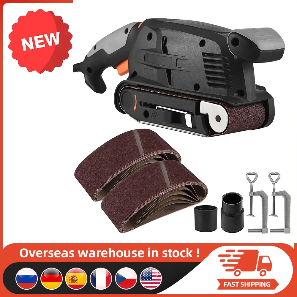 

S1TE-DU09-75 Electric Belt Sander Variable Speed Power Sander Copper Motor Grinder Carpenter Polishing Grinding Machine Tools