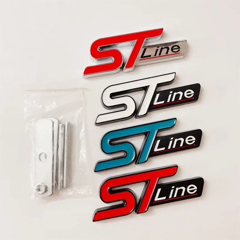 3D Metal ST Line Car Front Grill Emblem Sticker Trunk Badge Ford Kuga MK3 MK4 S Max Focus Puma Fiesta Accessories