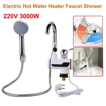 220V Electric Instant Hot Water Faucet 3000w Water Heater Fast Heating Tap with LED Temperature Display Water Heater Shower 1