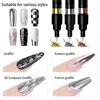 Nail Liner Brush Mark Paint Lines Stripe Painting Flower Pen Nail Art Manicure Metal Pen， Waterproof Reflective Gloss Chrome Pen 1