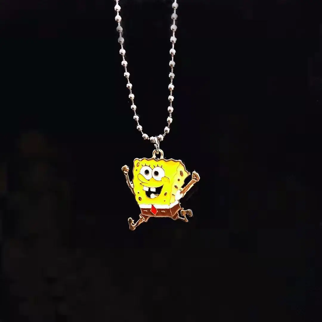 

Kawaii Spongebob PatrickStar Cartoon Cute Dolls Girlfriends Couple Stitching Necklace Anime Plush Toys for Girls Birthday Gift