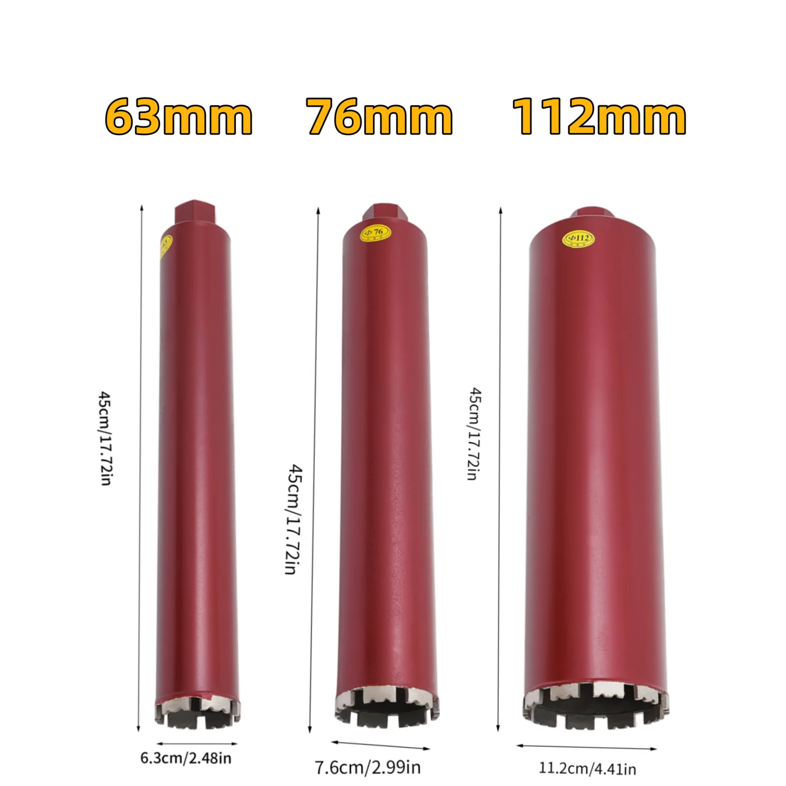 Diamond Core Drill Bit Dry/Wet Reinforced Concrete Core Bit Drilling Tool(63mm/76mm/112mm)