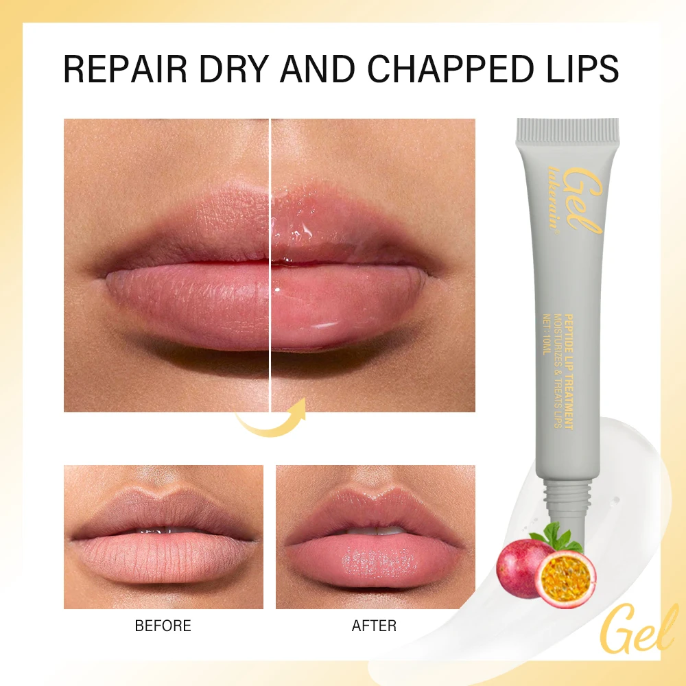 Peptide Lip Treatment Jelly Transparent Moisturizing Repairy Reduce Lips Fine Line Lip Blam Gel Hydrating Plump Lip Oil Care 6