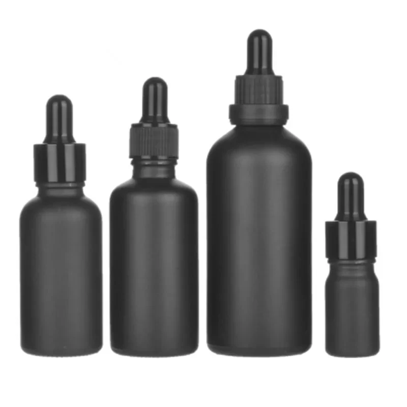 에센셜 오일 스포이드 병 에센셜 드롭 바이알 화장품 용기, 매트 블랙 유리, 12 개, 5ML, 10ML, 15ML, 20ML, 30ML, 50ML, 100ML