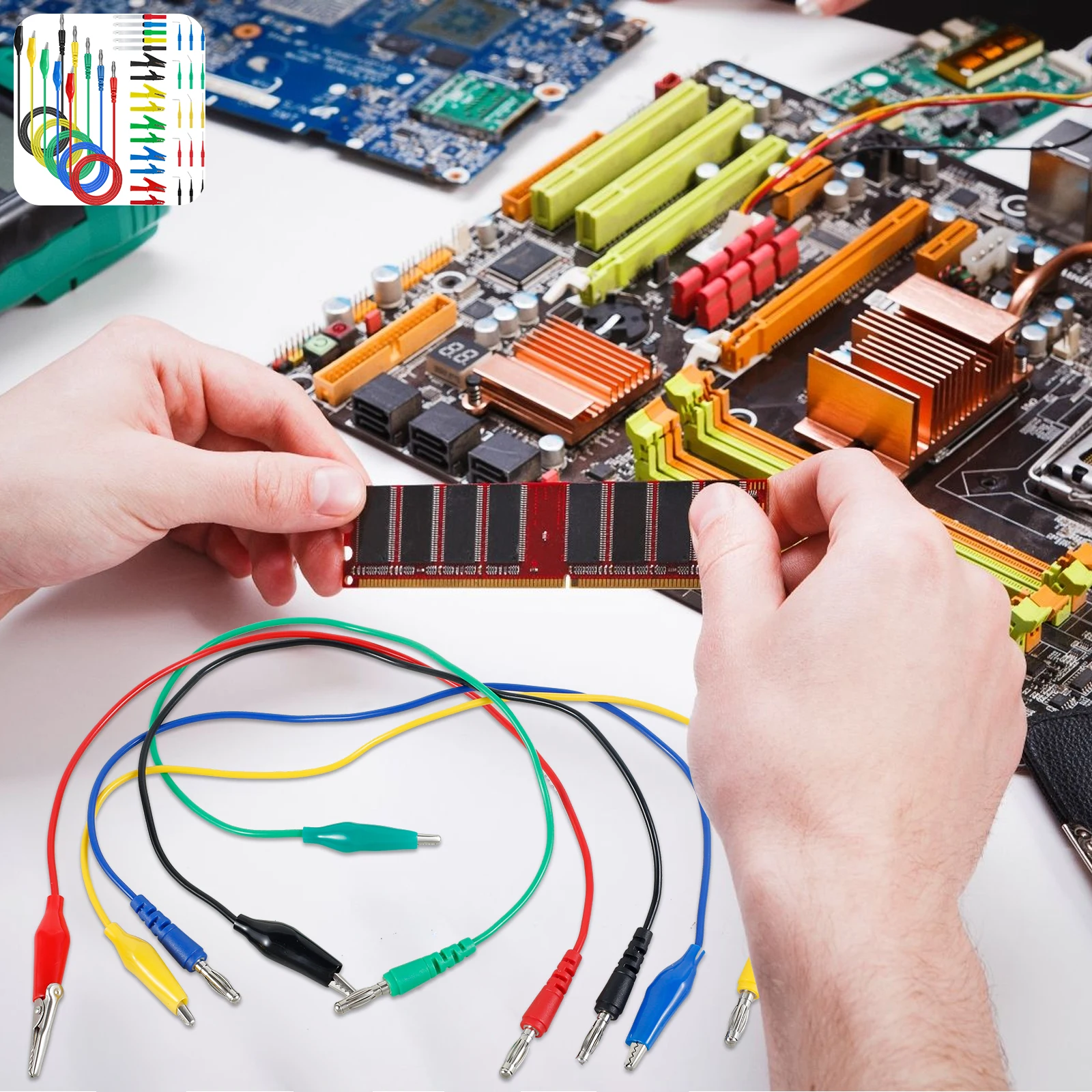 35Pcs Multimeter Test Lead Kit Portable Banana Plug to Alligator Clip Test Lead with Test Probe Back Probes Kit Alligator Clip