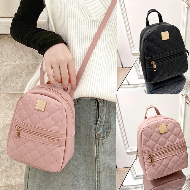 Mini Mochila pequeña de cuero PU para mujer, bolso multifunción para  teléfono, mochila escolar para mujer - AliExpress