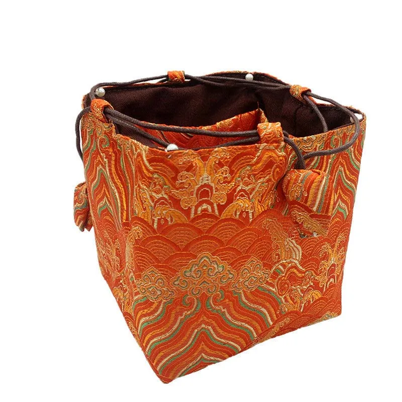 4Sizes Creative Travel Tea Set Portable Thickened Tea Cozies Storage Bag Vintage Embroidery Cup Bag Tools 1OCS LF521
