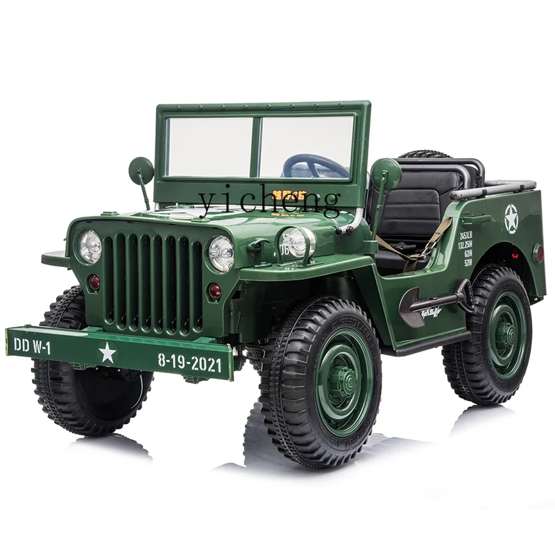 

Tqh Double Seat off-Road Jeep Children's Electric Car Four-Wheel off-Road Baby Remote Control Toy Car